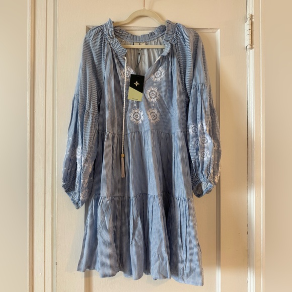 NWT! Tuckernuck Beach Embroidered Nautical Stripe Sea Breeze Coverup - Picture 4 of 7